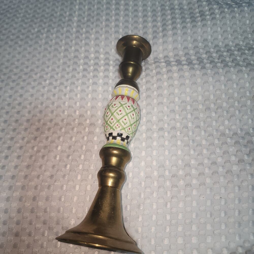VINTAGE CBK BRASS & RESIN PAINTED CANDLE HOLDER
